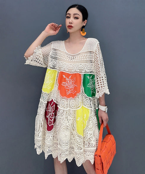 Crochet Flower Block Dress